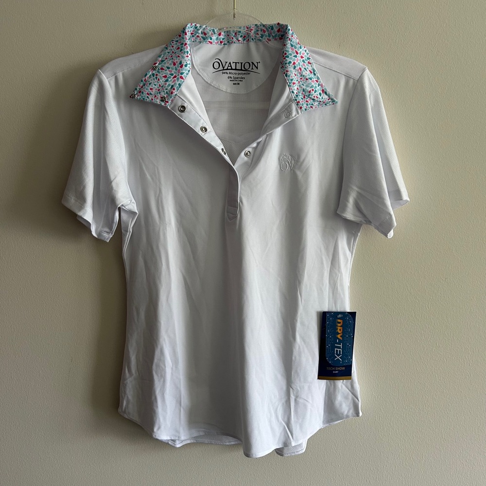 Ovation Tech Show Shirt White 36 M Jorden DX Short Sleeve Ratcatcher Snap Collar